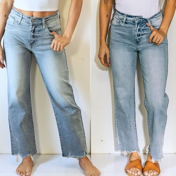 KanCan Light Wash High Rise Slim Wide Leg Jeans Size 13/30 NWT - Picture 4 of 13